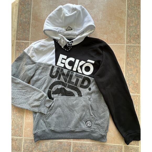 New With Defects! ecko‎ unltd Men size M Hoodie Charcoal Heather Multicolor - Picture 1 of 13